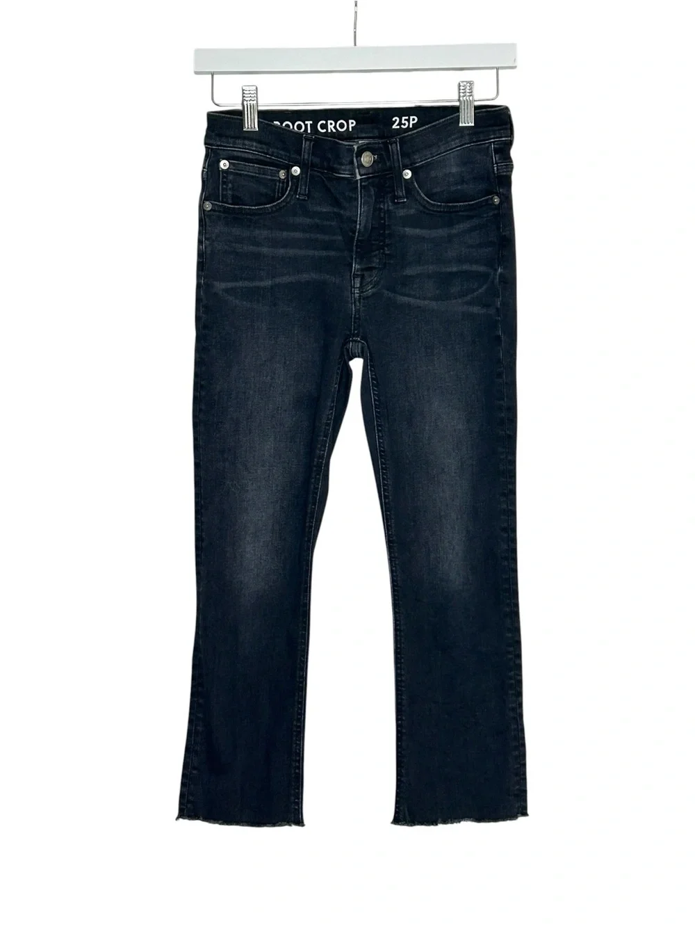 J. Crew Women’s Black Raw Hem Demi Boot Crop Jeans Dark Academia Sz 25P Preppy